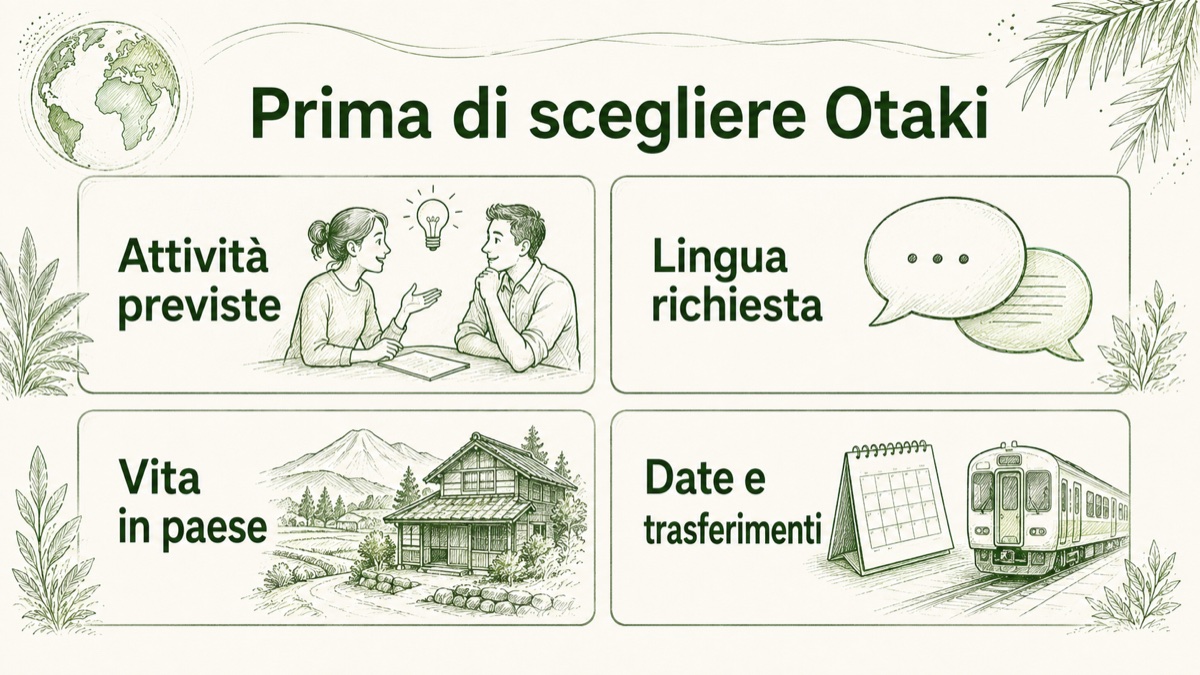 Quattro verifiche prima di scegliere Otaki: attività, lingua, vita in paese, date e trasferimenti